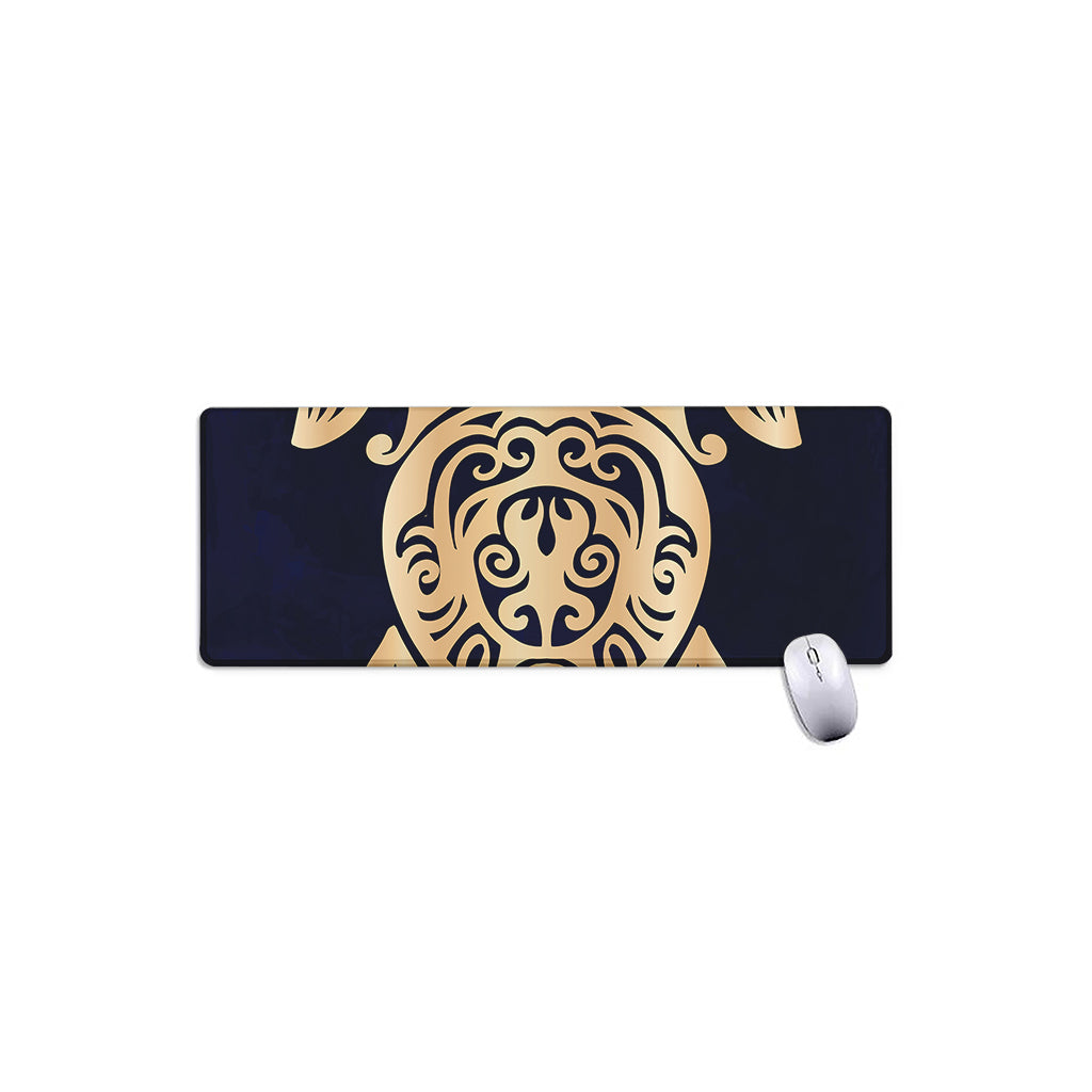 Golden Tribal Sea Turtle Print Extended Mouse Pad