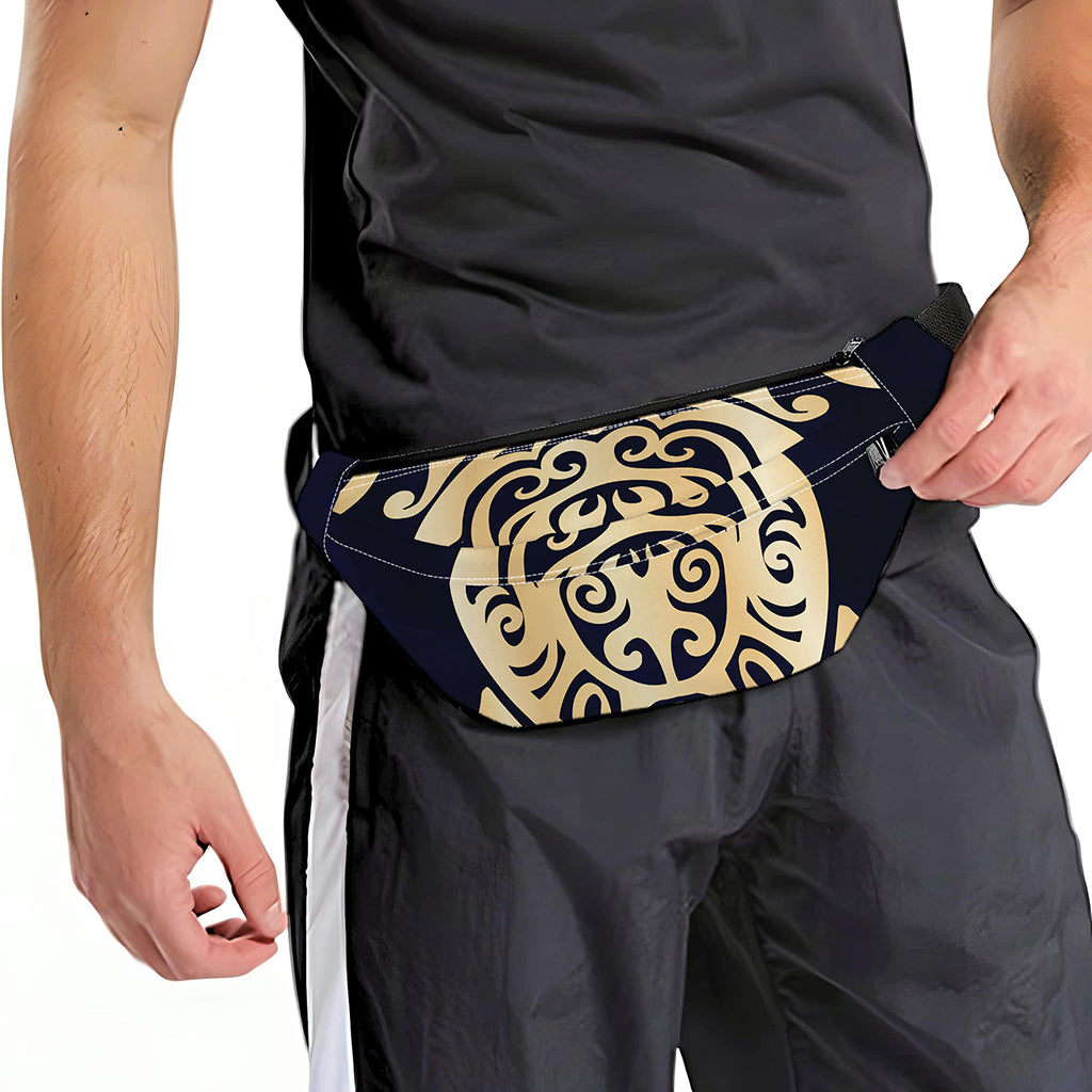 Golden Tribal Sea Turtle Print Fanny Pack