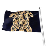 Golden Tribal Sea Turtle Print Flag