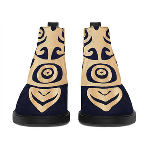 Golden Tribal Sea Turtle Print Flat Ankle Boots