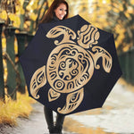Golden Tribal Sea Turtle Print Foldable Umbrella