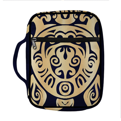 Golden Tribal Sea Turtle Print Front Pocket Bible Bag