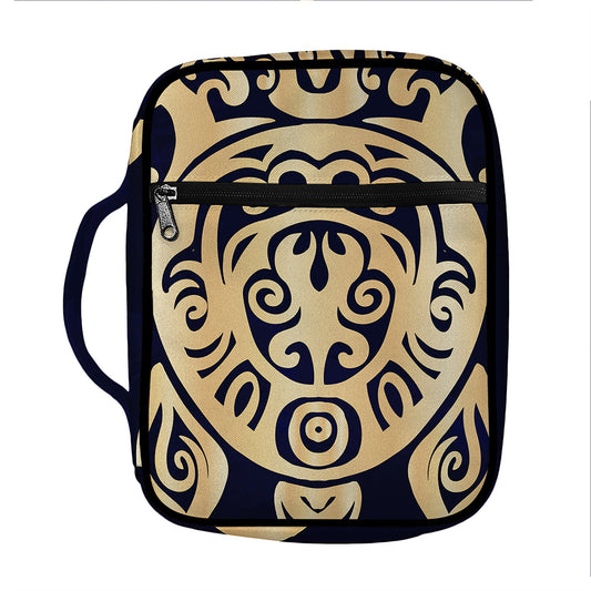 Golden Tribal Sea Turtle Print Front Pocket Bible Bag