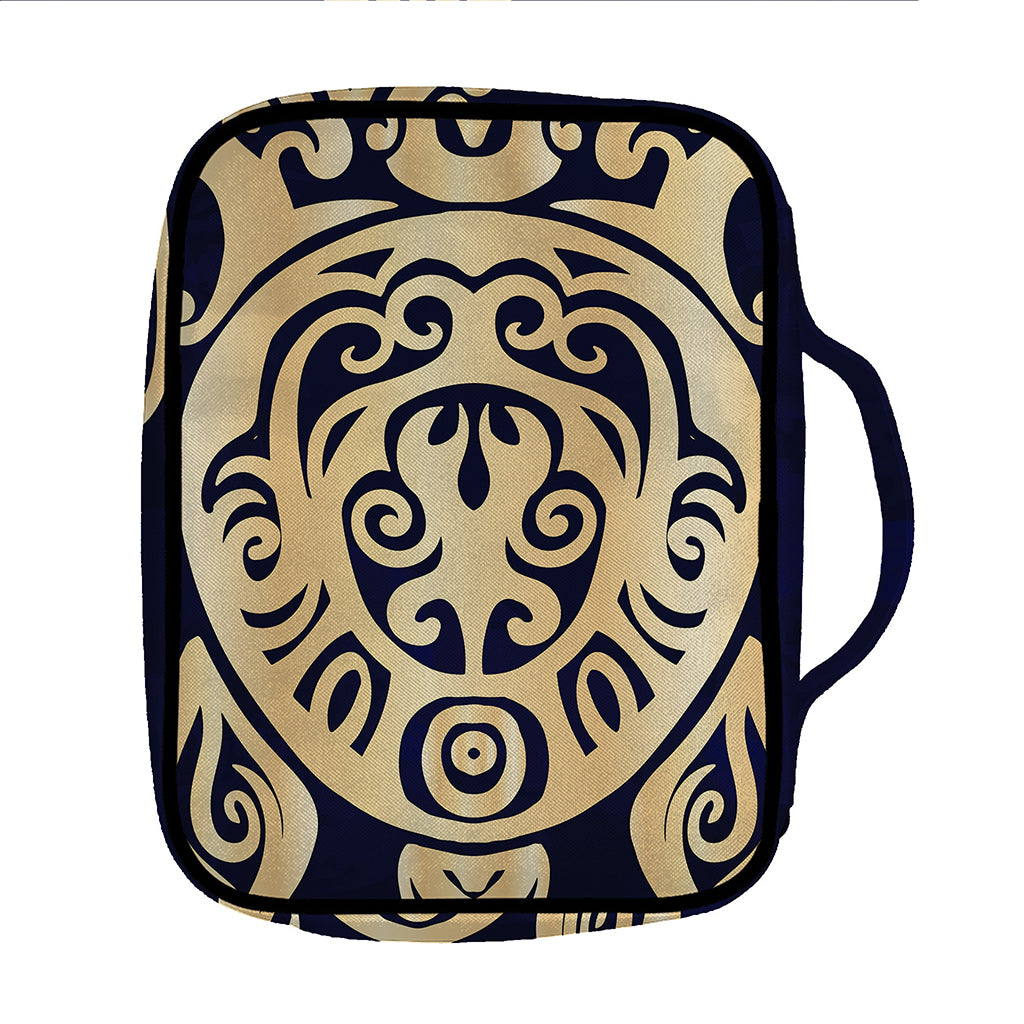 Golden Tribal Sea Turtle Print Front Pocket Bible Bag