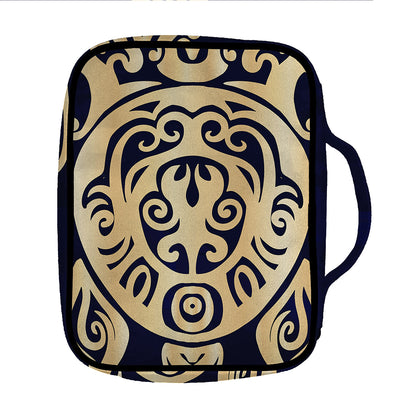 Golden Tribal Sea Turtle Print Front Pocket Bible Bag