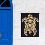 Golden Tribal Sea Turtle Print Garden Flag