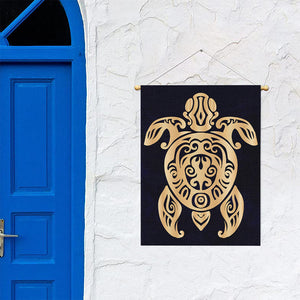 Golden Tribal Sea Turtle Print Garden Flag