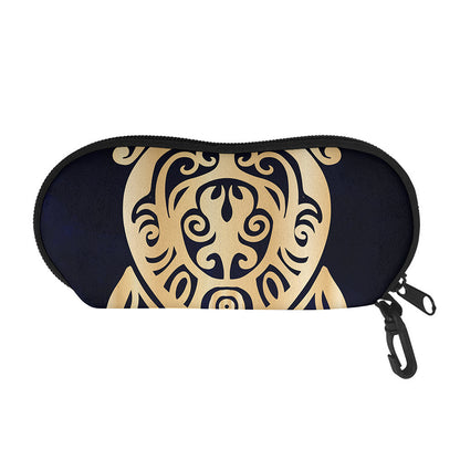 Golden Tribal Sea Turtle Print Glasses Case