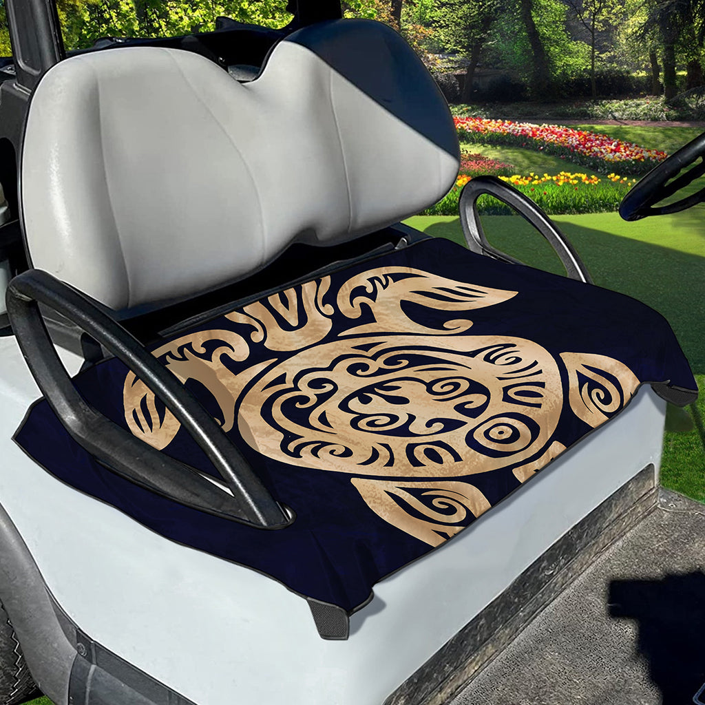 Golden Tribal Sea Turtle Print Golf Cart Seat Cover