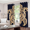 Golden Tribal Sea Turtle Print Grommet Curtains