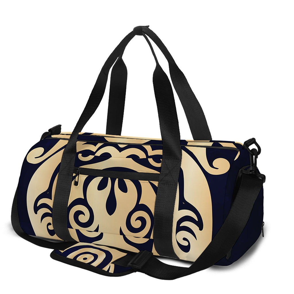Golden Tribal Sea Turtle Print Gym Bag