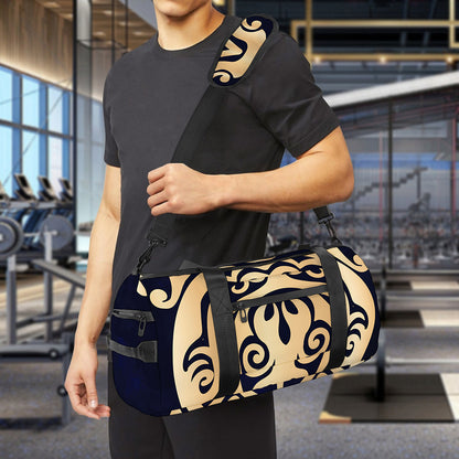 Golden Tribal Sea Turtle Print Gym Bag