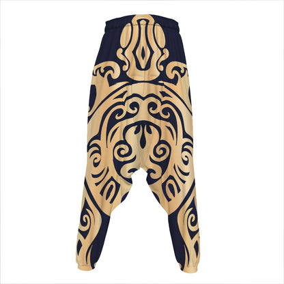 Golden Tribal Sea Turtle Print Hammer Pants