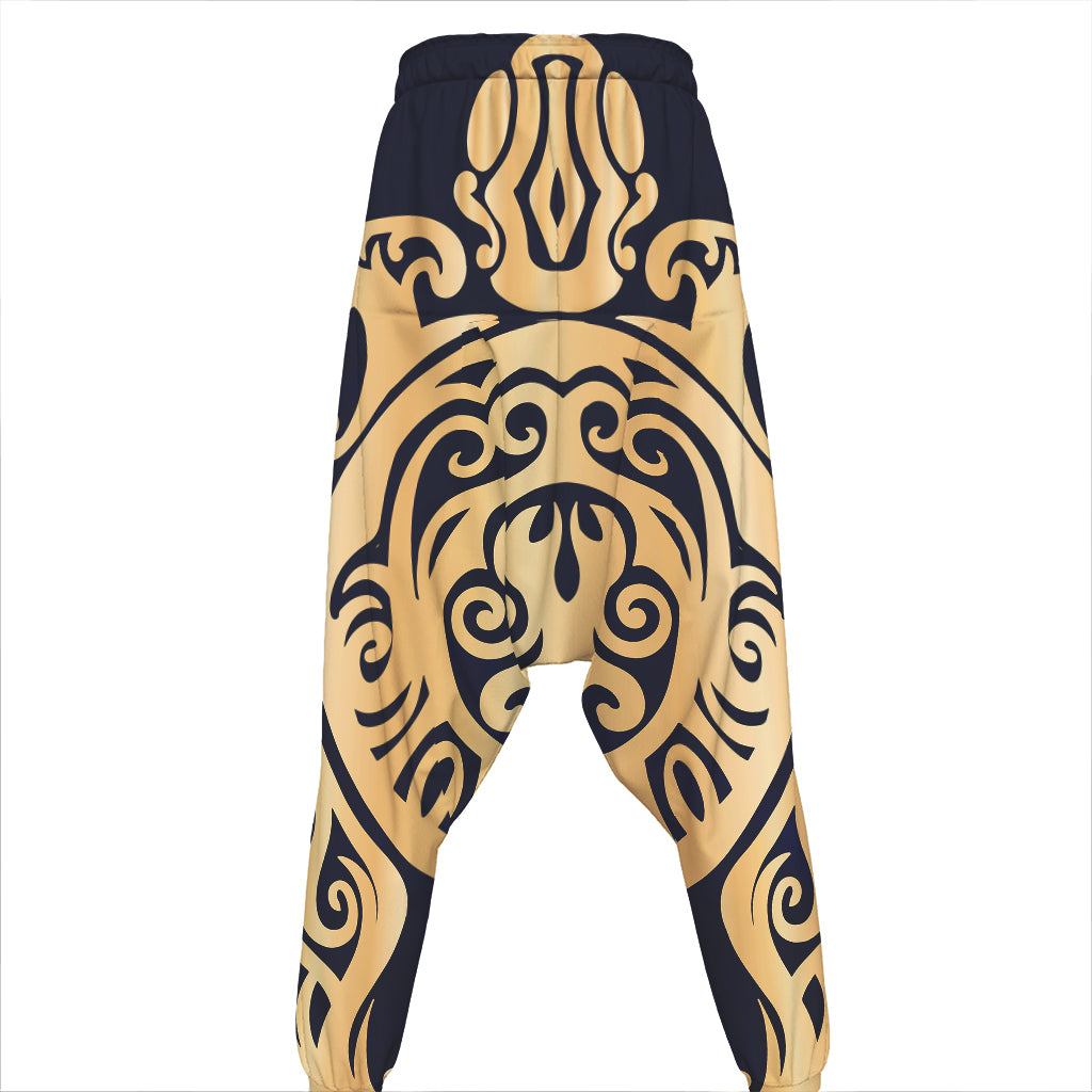 Golden Tribal Sea Turtle Print Hammer Pants