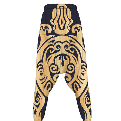 Golden Tribal Sea Turtle Print Hammer Pants