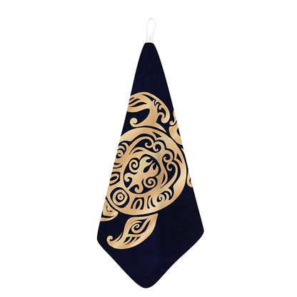 Golden Tribal Sea Turtle Print Hand Towel
