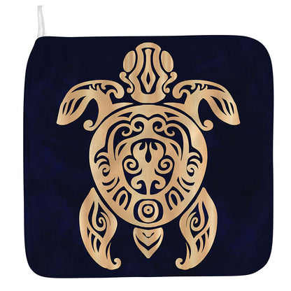 Golden Tribal Sea Turtle Print Hand Towel