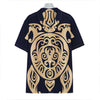 Golden Tribal Sea Turtle Print Hawaiian Shirt