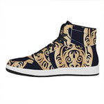 Golden Tribal Sea Turtle Print High Top Leather Sneakers