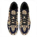 Golden Tribal Sea Turtle Print High Top Leather Sneakers