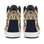 Golden Tribal Sea Turtle Print High Top Leather Sneakers