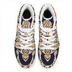 Golden Tribal Sea Turtle Print High Top Leather Sneakers