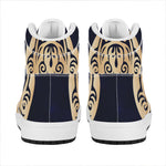 Golden Tribal Sea Turtle Print High Top Leather Sneakers