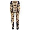 Golden Tribal Sea Turtle Print High-Waisted Pocket Leggings