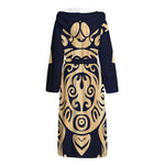 Golden Tribal Sea Turtle Print Hooded Bathrobe