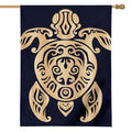 Golden Tribal Sea Turtle Print House Flag