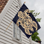 Golden Tribal Sea Turtle Print House Flag