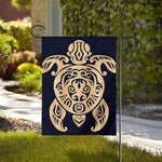 Golden Tribal Sea Turtle Print House Flag