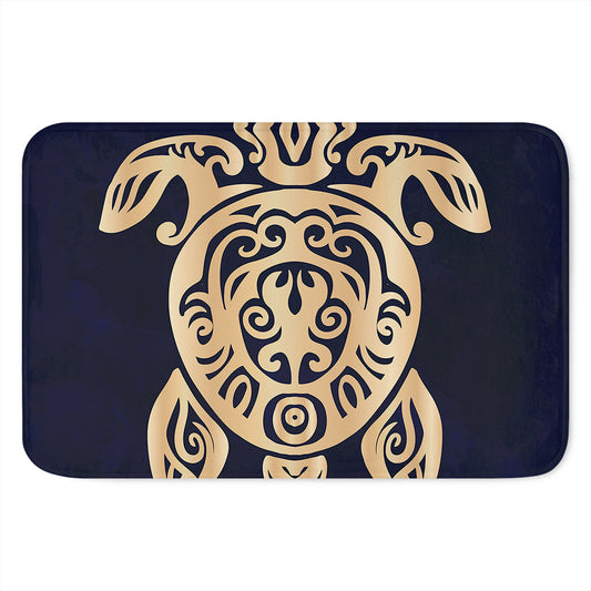 Golden Tribal Sea Turtle Print Indoor Door Mat