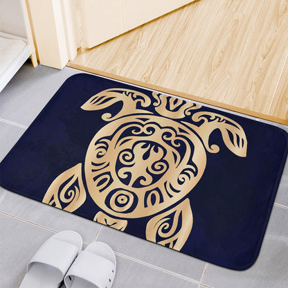 Golden Tribal Sea Turtle Print Indoor Door Mat