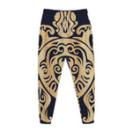 Golden Tribal Sea Turtle Print Jogger Pants