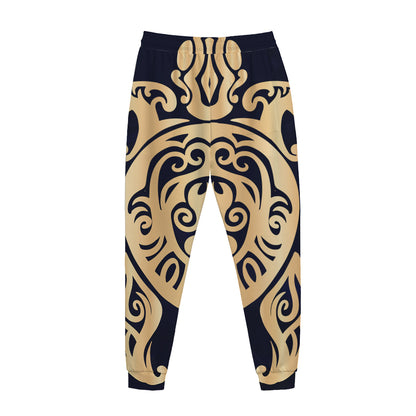 Golden Tribal Sea Turtle Print Jogger Pants