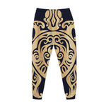 Golden Tribal Sea Turtle Print Jogger Pants