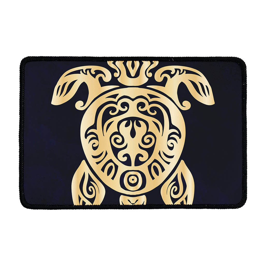 Golden Tribal Sea Turtle Print Kitchen Mat