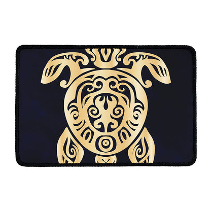 Golden Tribal Sea Turtle Print Kitchen Mat