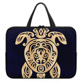 Golden Tribal Sea Turtle Print Laptop Sleeve With Handle