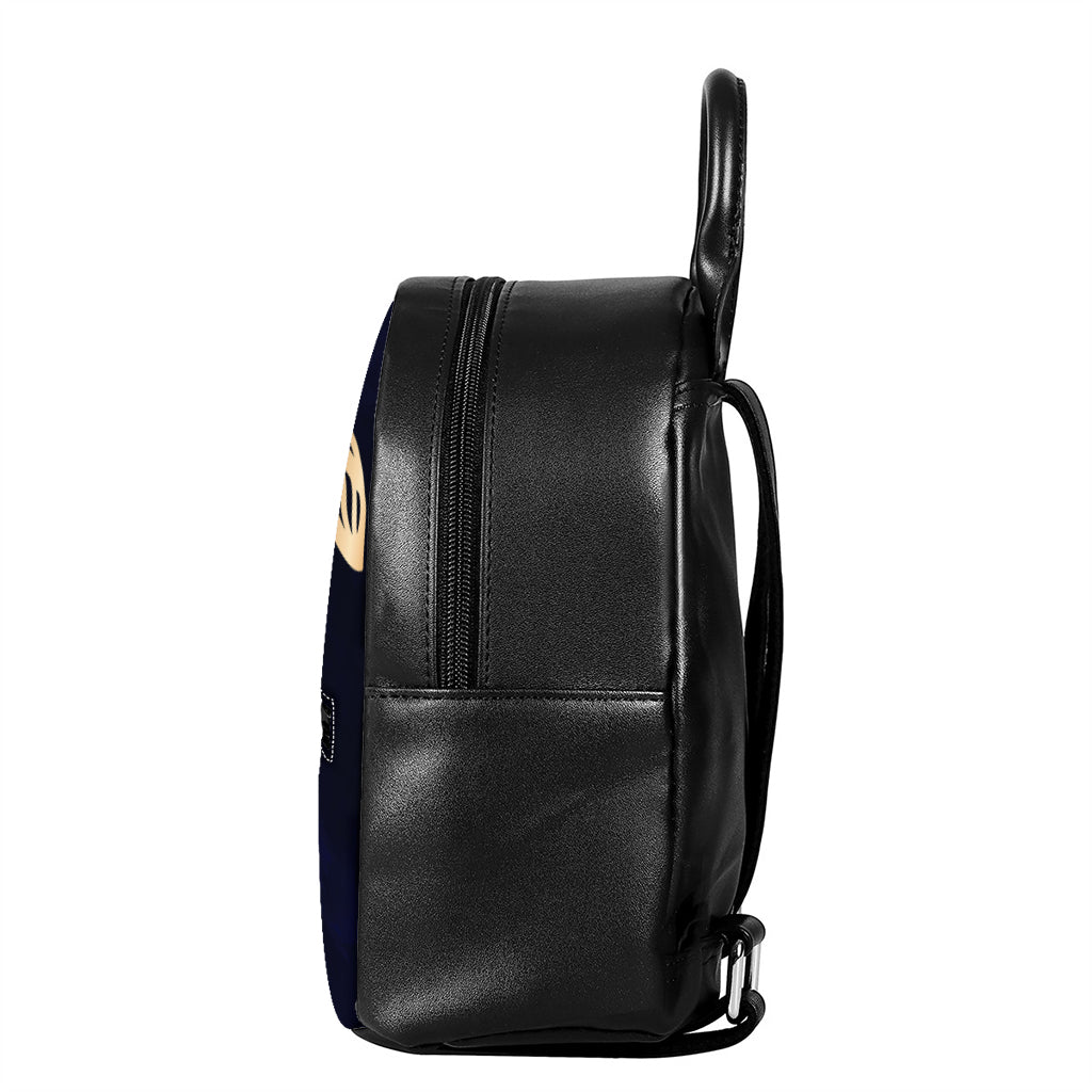 Golden Tribal Sea Turtle Print Leather Backpack