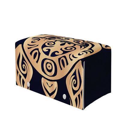 Golden Tribal Sea Turtle Print Leather Tissue Box Cover