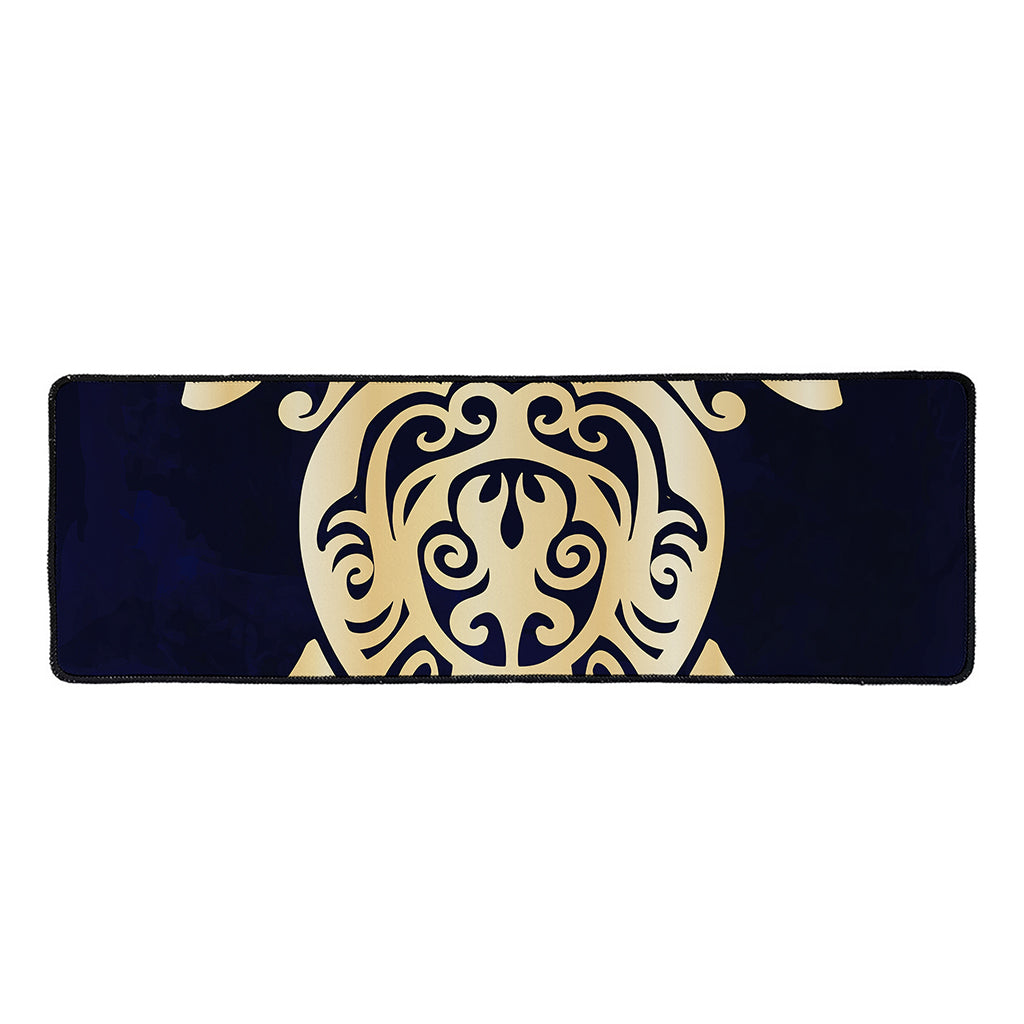 Golden Tribal Sea Turtle Print Long Kitchen Mat