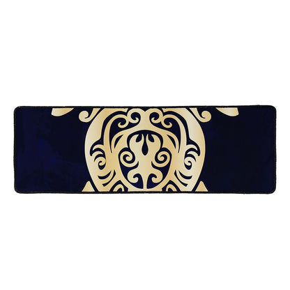 Golden Tribal Sea Turtle Print Long Kitchen Mat