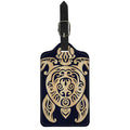 Golden Tribal Sea Turtle Print Luggage Tag