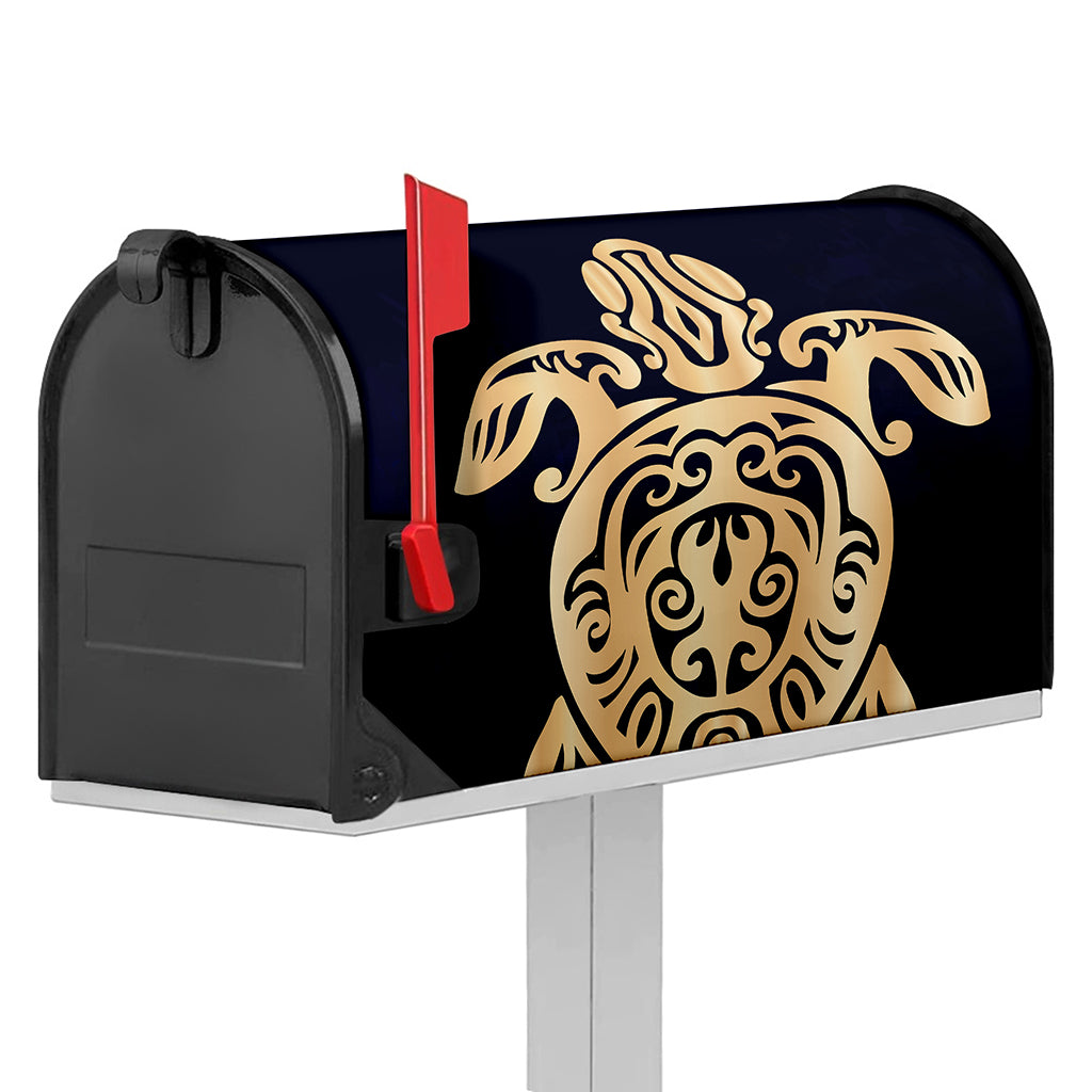 Golden Tribal Sea Turtle Print Mailbox Cover