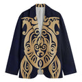 Golden Tribal Sea Turtle Print Men's Blazer