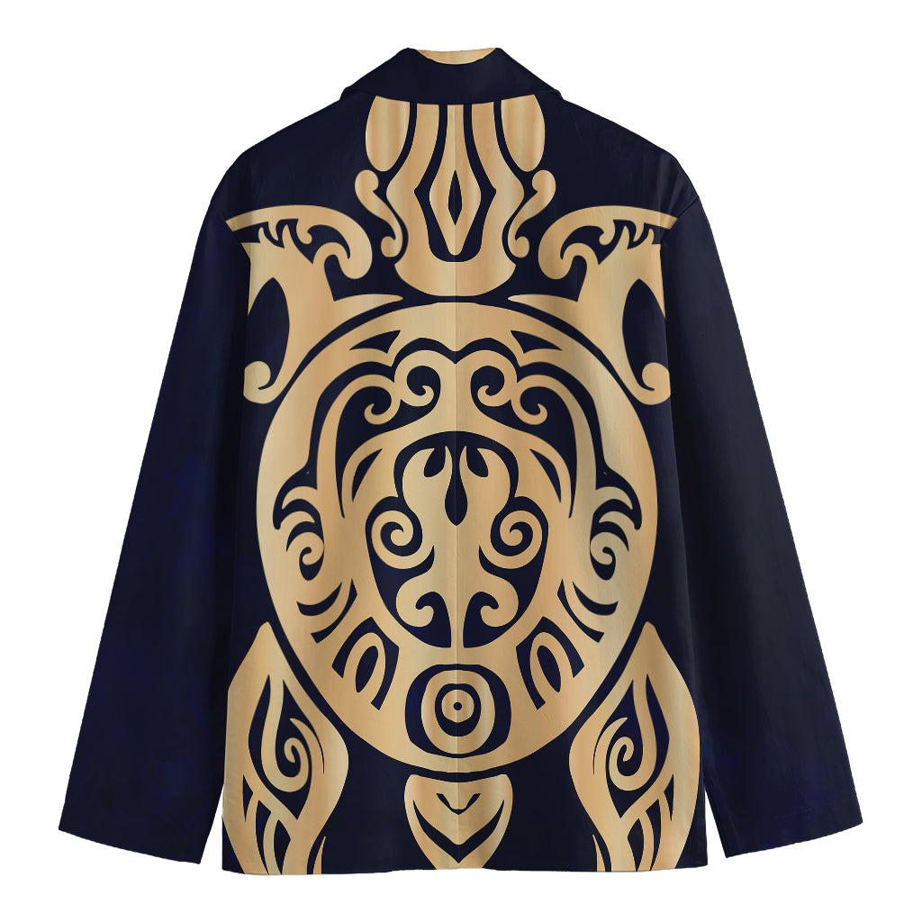 Golden Tribal Sea Turtle Print Men's Blazer