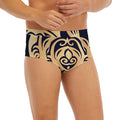 Golden Tribal Sea Turtle Print Men's Briefs