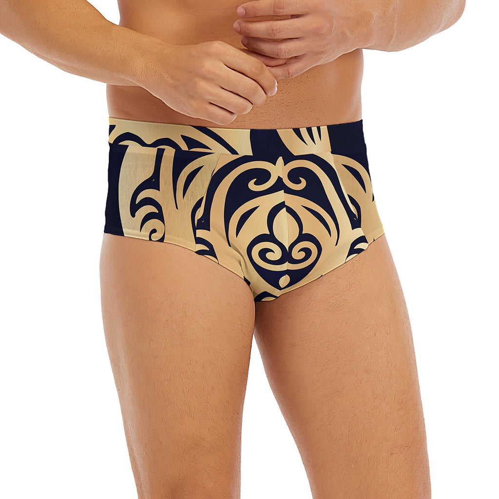 Golden Tribal Sea Turtle Print Men's Briefs